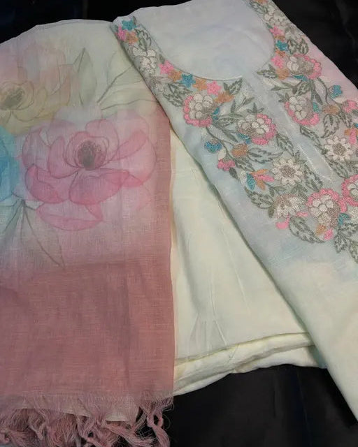 Linen Suit with Kashmiri Work 2