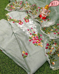 Chanderi suit with Kashmiri work