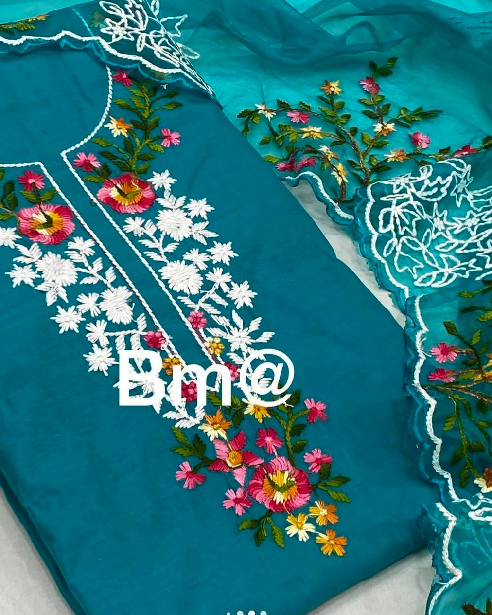Chanderi suit with Kashmiri work