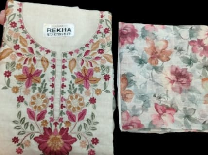 Linen Suit with Kashmiri Work - 3