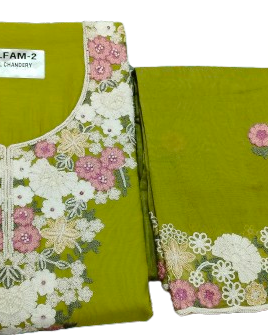 Mal Chanderi Suit - Parrot Green